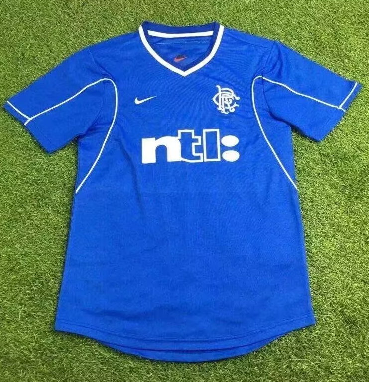 2001-02 Mens Rangers home Retro Soccer Jersey