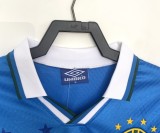 1996 Brazil Retro  away blue Long sleeve soccer Jersey