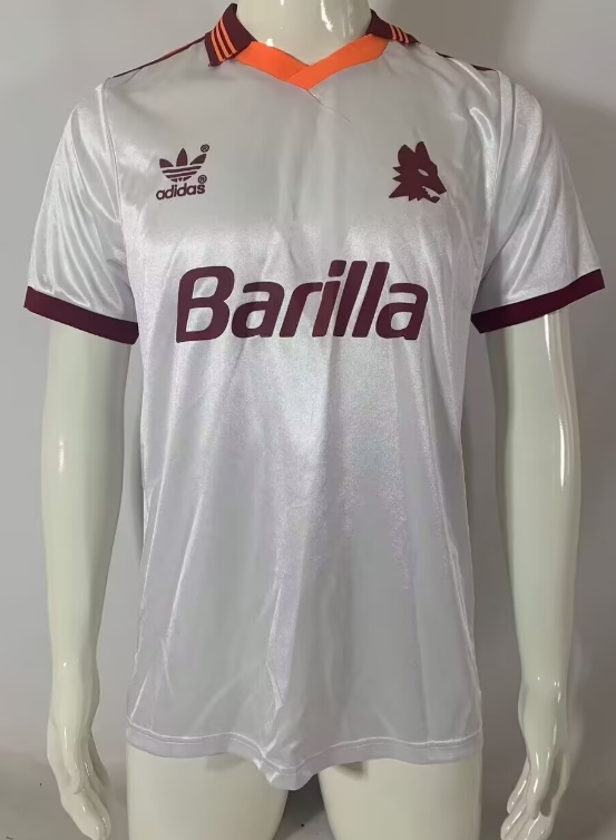 1989-90 Mens Roma away Retro soccer Jersey