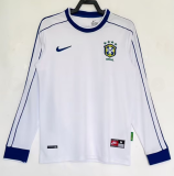 1998 Brazil Retro away white Long sleeve soccer Jersey