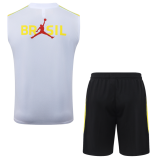 2026-27 Mens Brazil white vest Short training suit D26064#