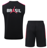 2026-27 Mens Brazil black vest Short training suit D26028#