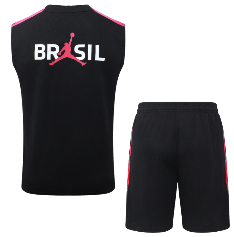2026-27 Mens Brazil black vest Short training suit D26028#