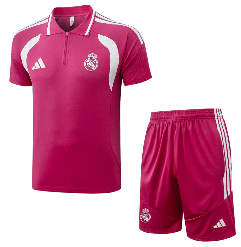 2026-27 Mens Real Madrid Polo pink Training Short Suit C2628#