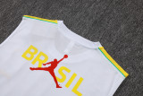 2026-27 Mens Brazil white vest Short training suit D26064#