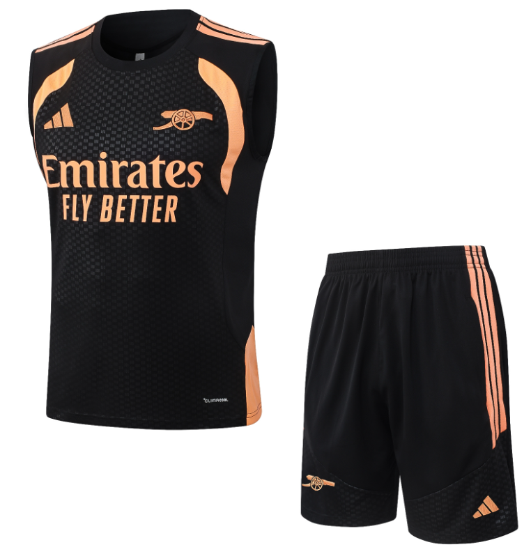 2026-27 Mens Arsenal black orange vest Training Short Suit D26062#