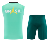 2026-27 Mens Brazil green vest Short training suit