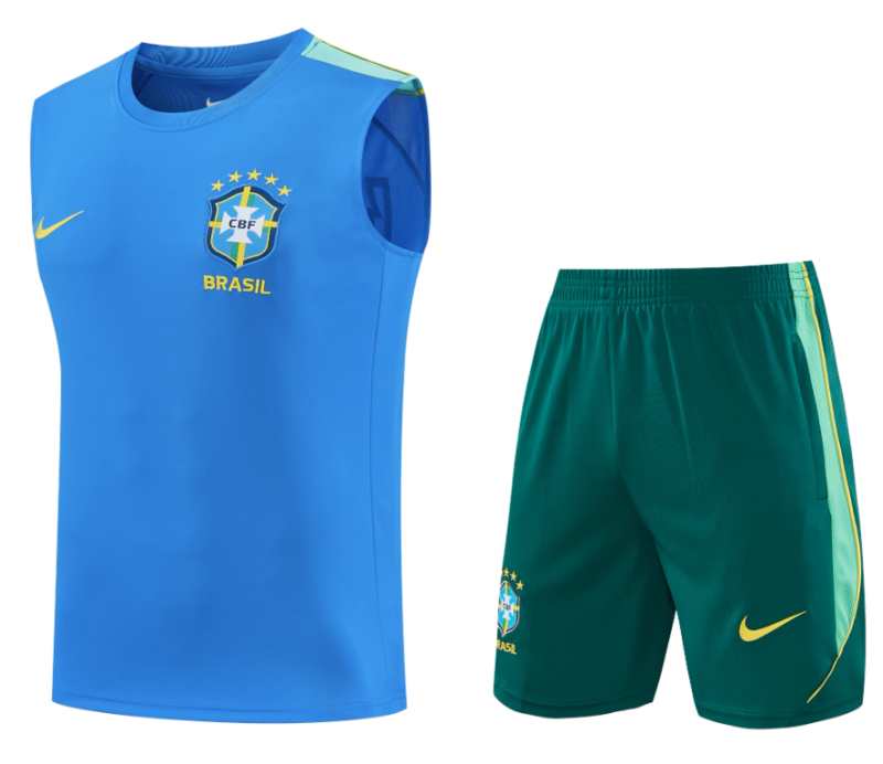 2026-27 Mens Brazil blue vest Short training suit