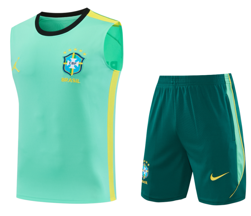2026-27 Mens Brazil green vest Short training suit