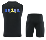 2026-27 Mens Brazil black vest Short training suit