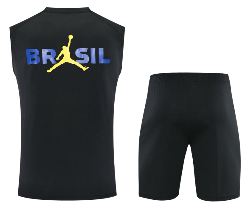 2026-27 Mens Brazil black vest Short training suit