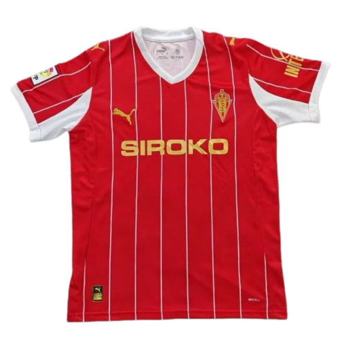 2025-26 Mens Sporting Gijon home red soccer  Jersey