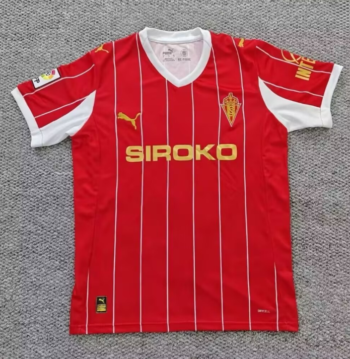 2025-26 Mens Sporting Gijon home red soccer  Jersey