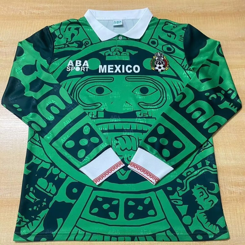 1998 Mens Mexico Home Long Sleeve Retro Soccer Jersey