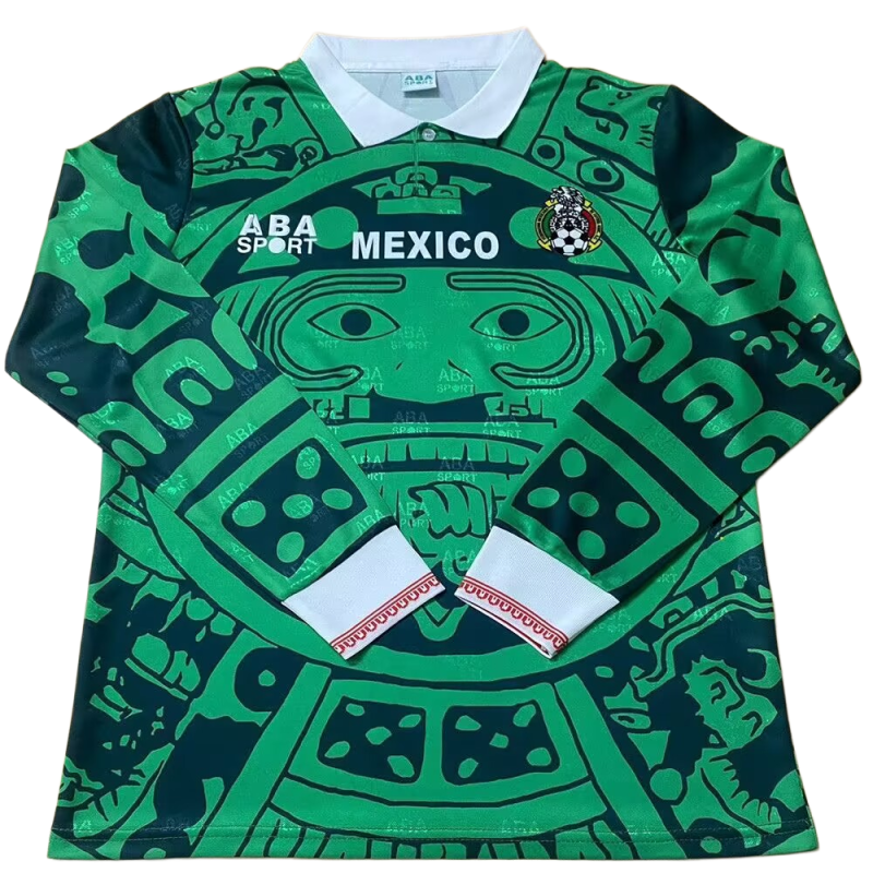 1998 Mens Mexico Home Long Sleeve Retro Soccer Jersey