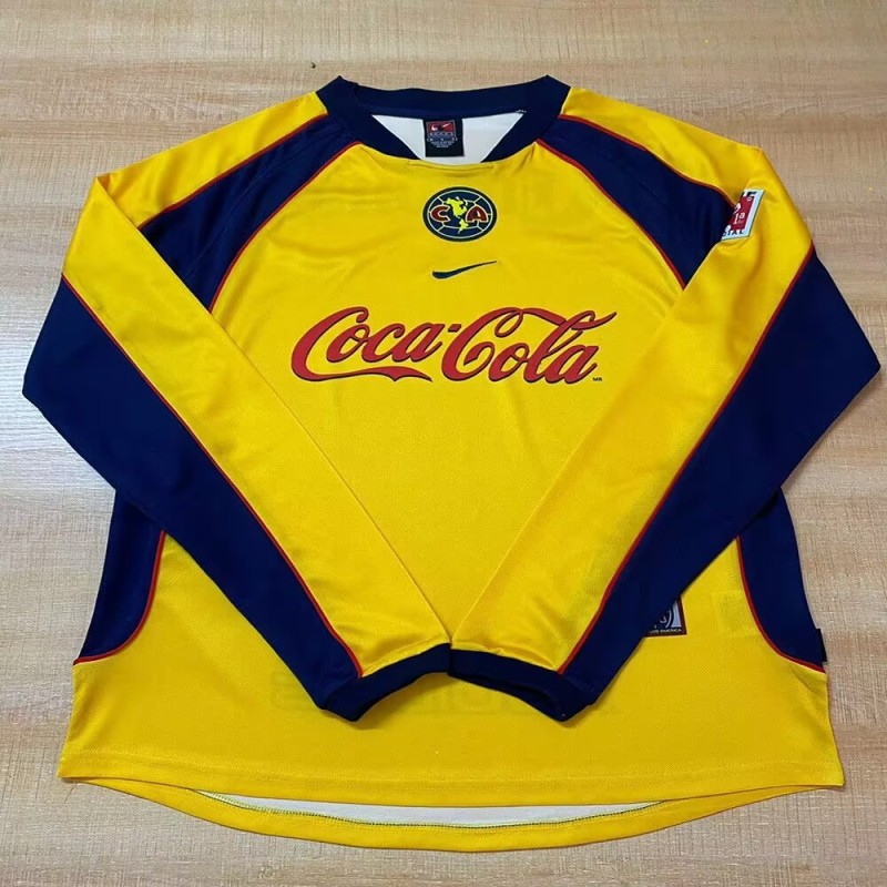 2001-02 Club America Home Long Sleeve Retro Soccer Jersey