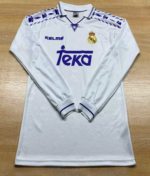 1993-94 Mens Real Madrid home Retro long sleeve soccer Jersey