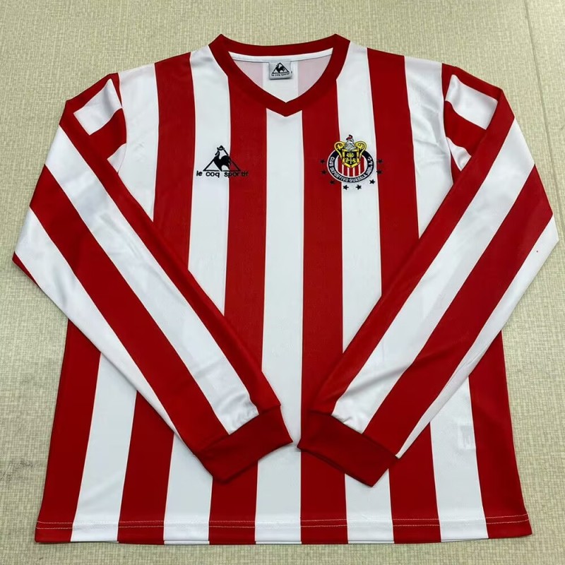 1986-87 Mens Chivas Retro home long sleeve soccer Jersey