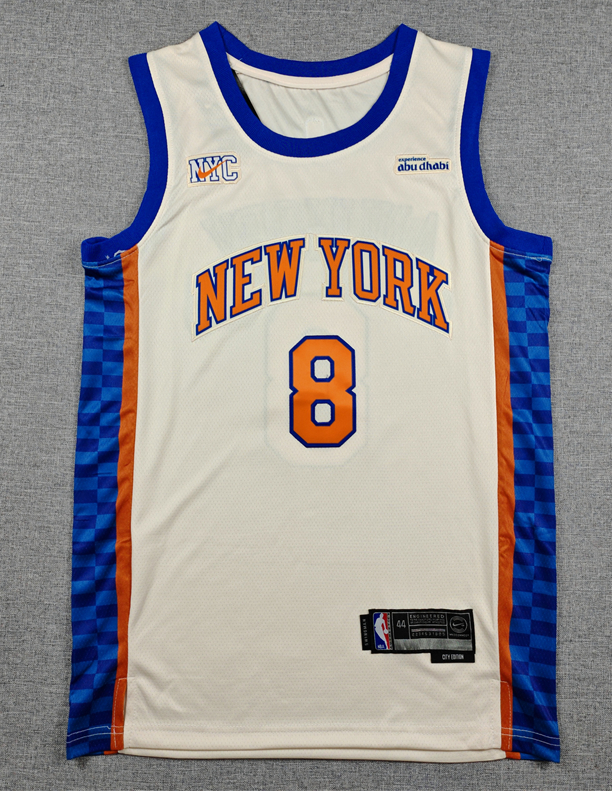2026 KNICKS #8 off-white City Edition Top Quality Hot Pressing NBA Jersey