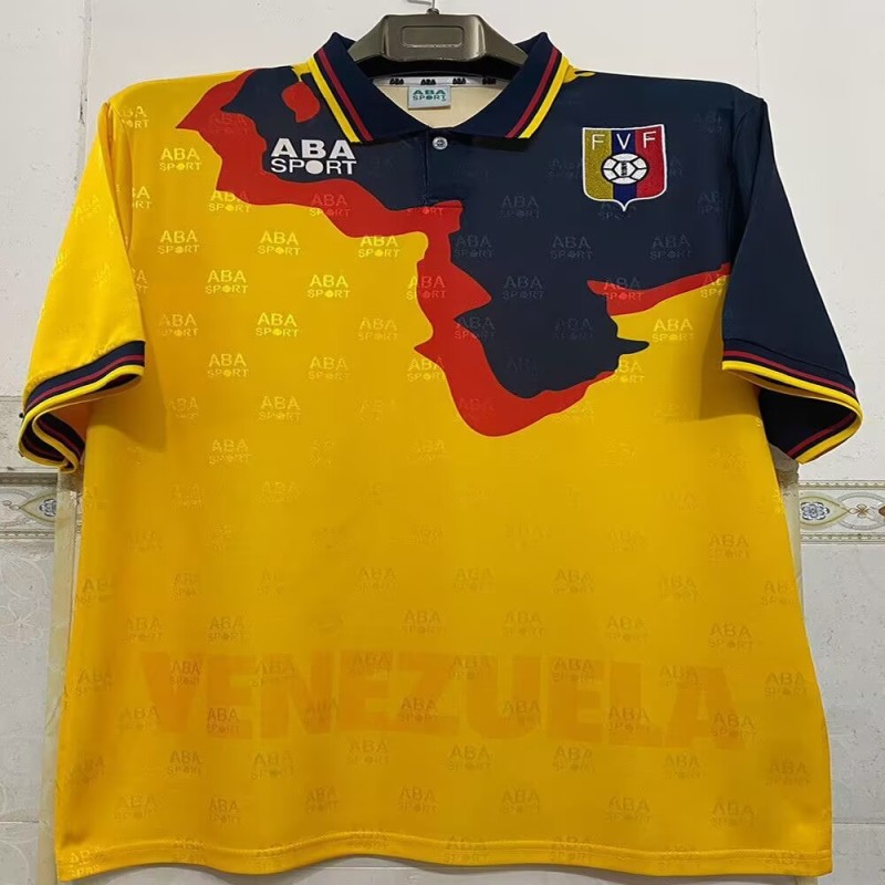 1998 Mens Venezuela away yellow Retro Soccer Jersey