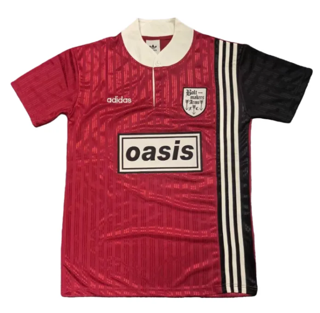 1996 Mens Oasis retro red Black Polo soccer jersey