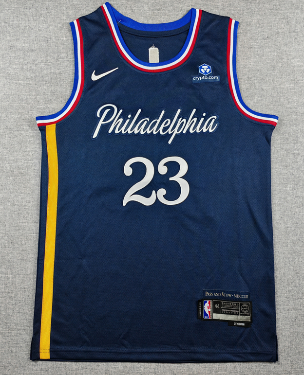 2026 76ERS #23 Deep Blue City Edition Top Quality Hot Pressing Retro NBA Jersey