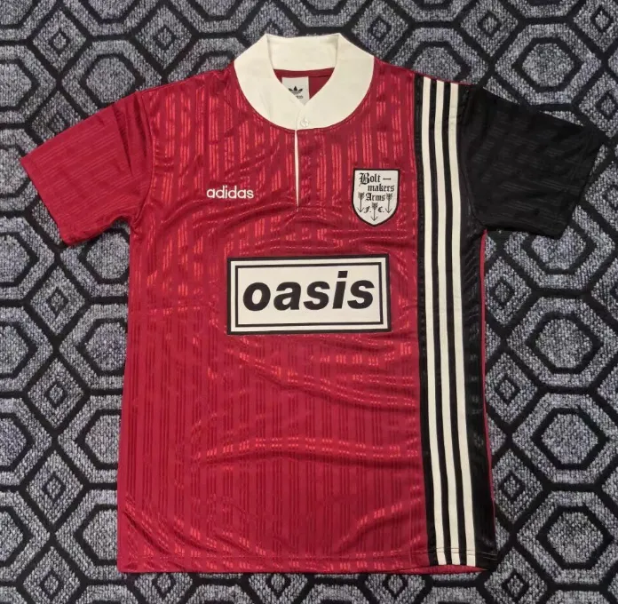 1996 Mens Oasis retro red Black Polo soccer jersey
