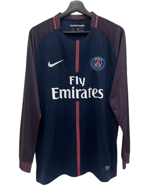 2017-18 Mens PSG home long sleeve Retro Soccer Jersey