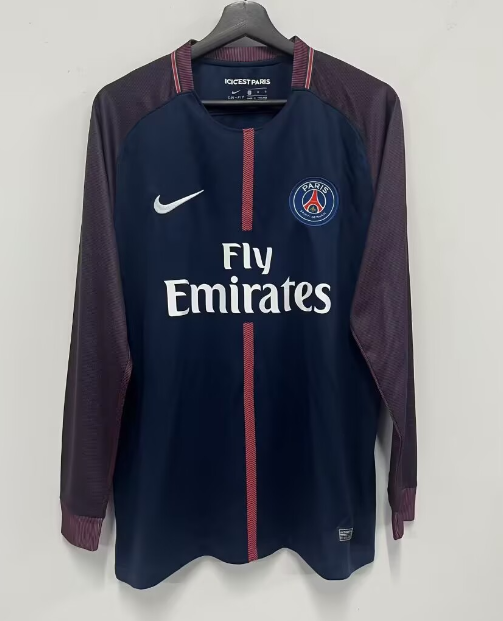 2017-18 Mens PSG home long sleeve Retro Soccer Jersey