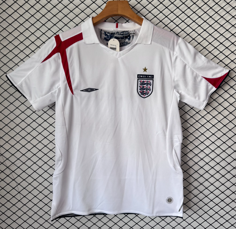2006 Mens England home white Retro Soccer Jersey