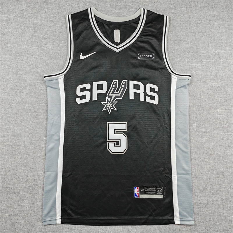 2026 Sa Spurs CASTLE #5 Black Top Quality Hot Pressing NBA Jersey