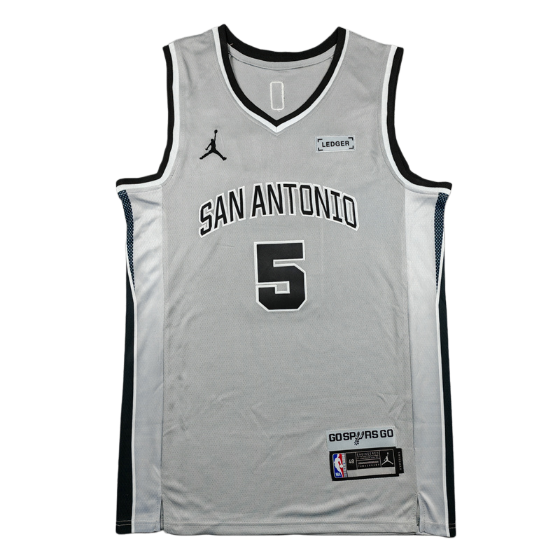 2026 SA Spurs CASTLE #5 Grey Statement Edition Top Quality Hot Pressing NBA Jersey
