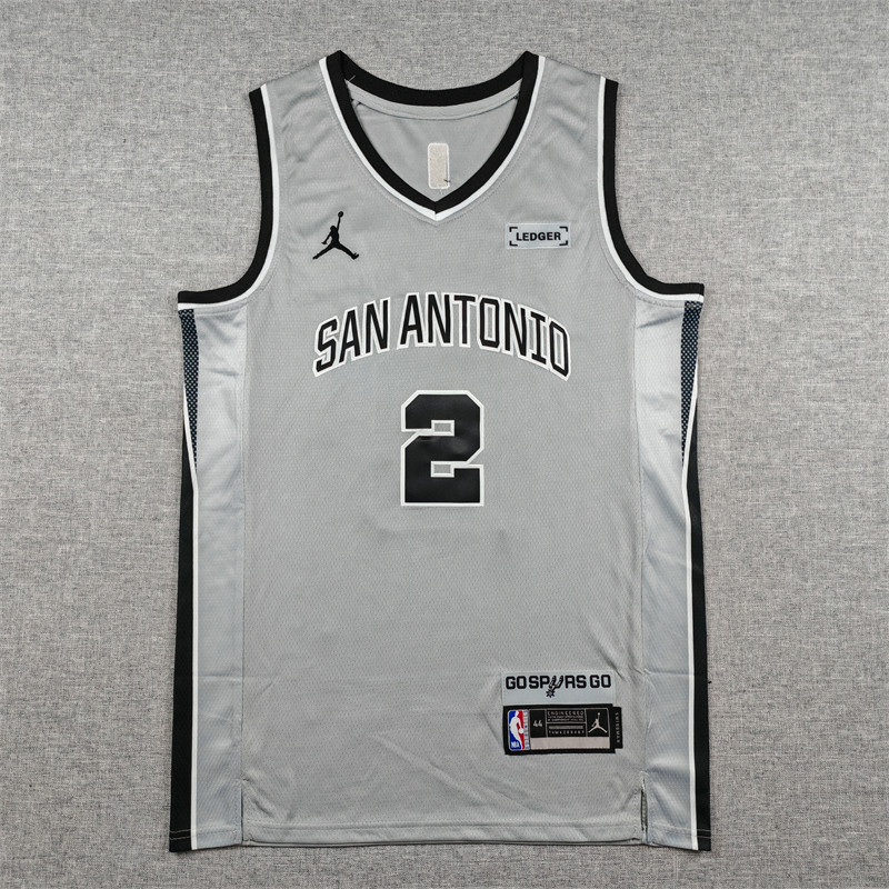2026 Sa Spurs HAPPER #2 gray Statement Edition Top Quality Hot Pressing NBA Jersey