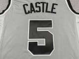 2026 SA Spurs CASTLE #5 Grey Statement Edition Top Quality Hot Pressing NBA Jersey