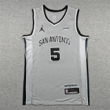 2026 SA Spurs CASTLE #5 Grey Statement Edition Top Quality Hot Pressing NBA Jersey