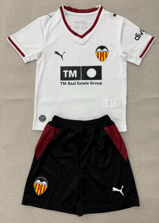 2026-27 Kids Valencia home white soccer jersey