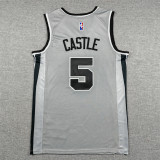 2026 SA Spurs CASTLE #5 Grey Statement Edition Top Quality Hot Pressing NBA Jersey