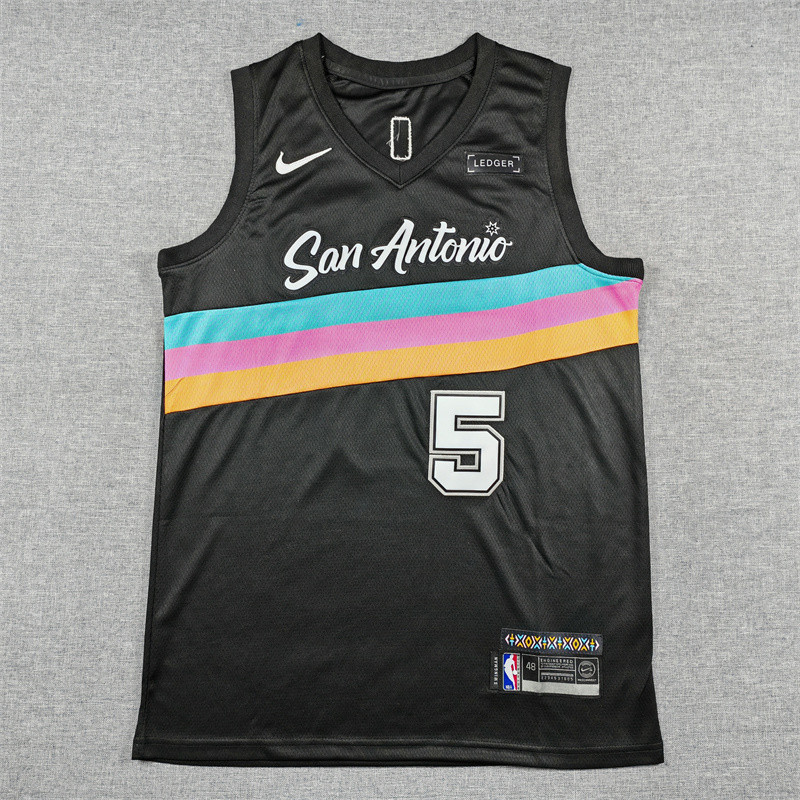 2026 SA SPURS CASTLE #5 Black City Edition Top Quality Hot Pressing NBA Jersey