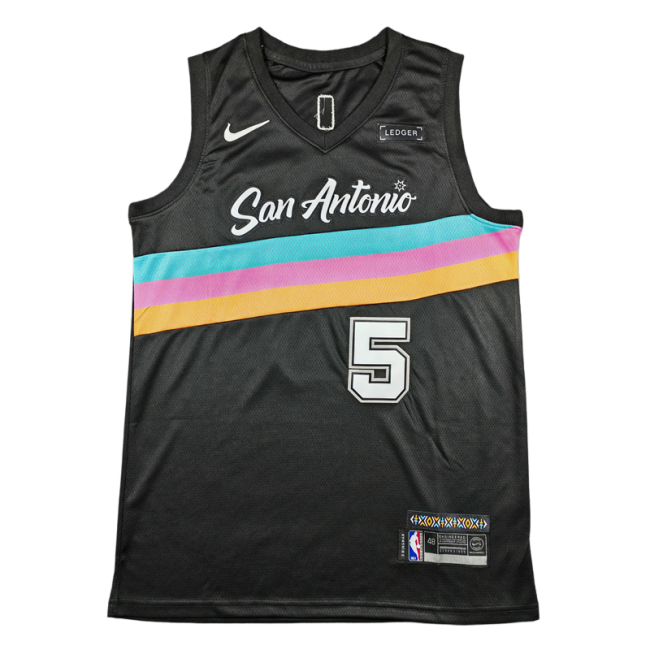 2026 SA SPURS CASTLE #5 Black City Edition Top Quality Hot Pressing NBA Jersey