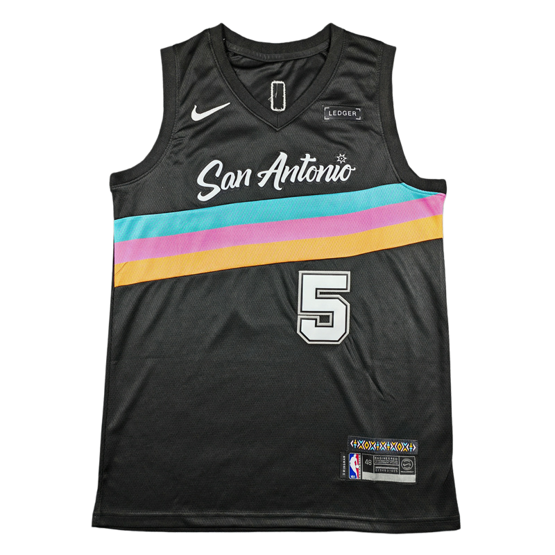 2026 SA SPURS CASTLE #5 Black City Edition Top Quality Hot Pressing NBA Jersey
