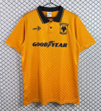 1990-1991 Mens Wolves home yellow Retro Soccer Jersey