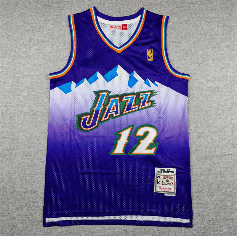 2025 JAZZ STOCKTON #12 Logoman Purple Top Quality Hot Pressing NBA Jersey