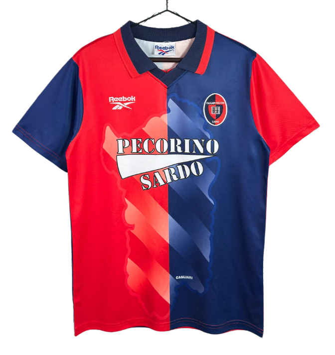 1996-1997 Mens Cagliari home red blue Retro Soccer Jersey