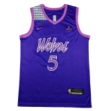 2026 TIMBERWOLVES EDWARDS #5 Purple City Edition Top Quality Hot Pressing NBA Jersey