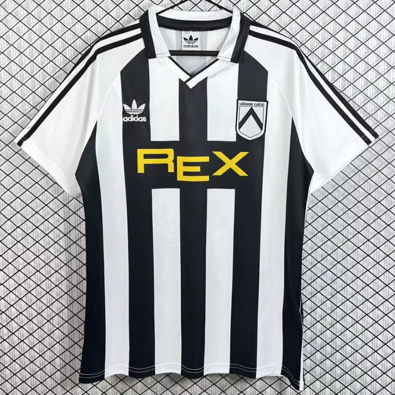 1991-1992 Mens Udinese home black white Retro Soccer Jersey