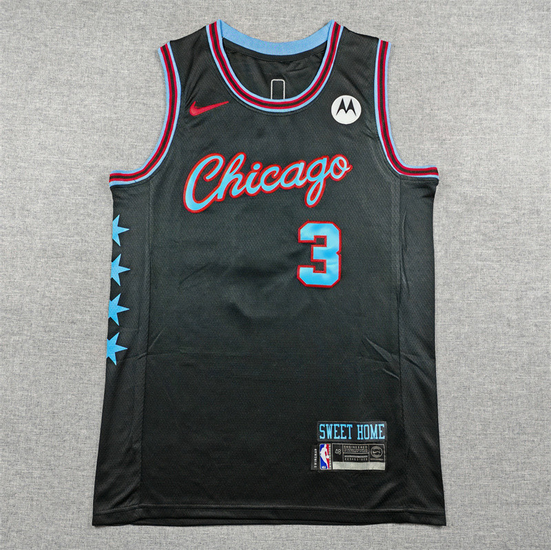 2026 BULLS GIDDEY #3 Black City Edition Top Quality Hot Pressing NBA Jersey