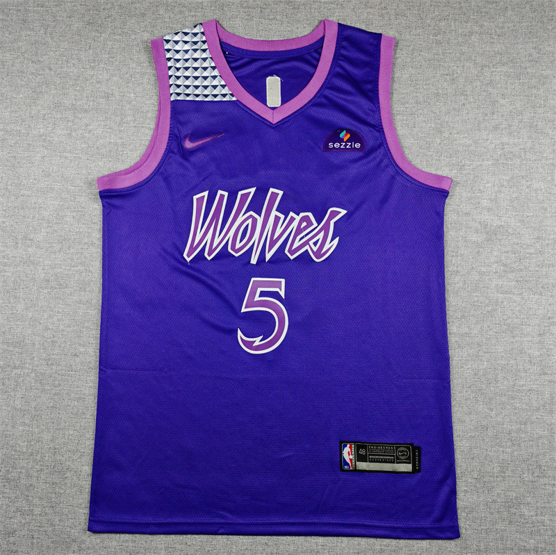 2026 TIMBERWOLVES EDWARDS #5 Purple City Edition Top Quality Hot Pressing NBA Jersey