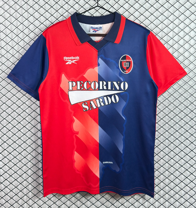 1996-1997 Mens Cagliari home red blue Retro Soccer Jersey
