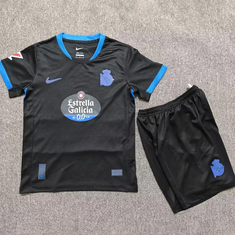 2026-27 Kids Deportivo La Coruna Away black soccer Jersey