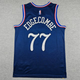 2026 76ERS EDGECOMBE #77 Deep Blue City Edition Top Quality Hot Pressing Retro NBA Jersey
